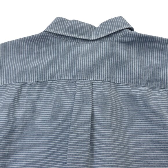 Gap Button Front Long Sleeve Shirt NEW Linen Blend Blue Stripe Mens Medium - Picture 6 of 8